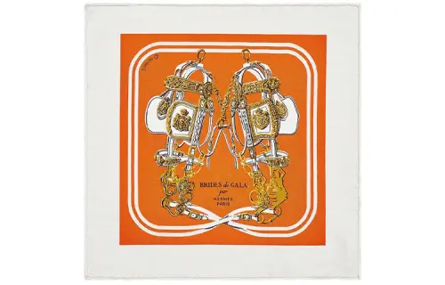 HERMES Silk Scarves Women's Orange