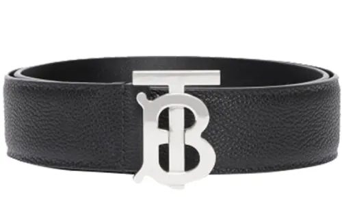 Burberry Leather Belts Men's Black Width 3.5cm