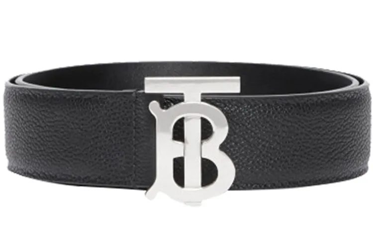 Burberry Leather Belts Men's Black Width 3.5cm