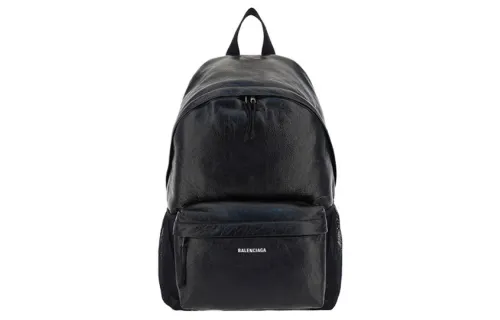 Balenciaga Leather Backpack Men's Black