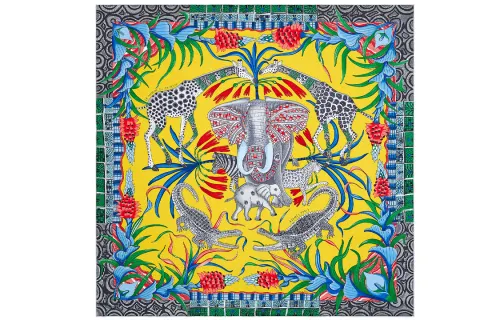 HERMES Scarves Women's Bright Yellow/Red/Blue