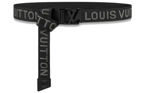 LOUIS VUITTON Cow Leather Belts Men's Black 3.5cm