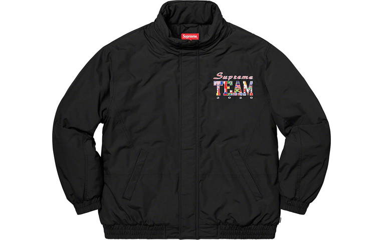 Куртка Supreme Team Puffy Jacket (черно-белая с принтом) — фото 3