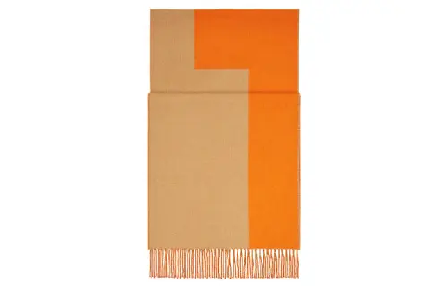 HERMES Knit Scarves Unisex Orange