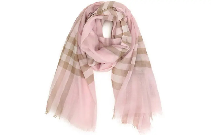 Lightweight Check Wool Silk Scarf