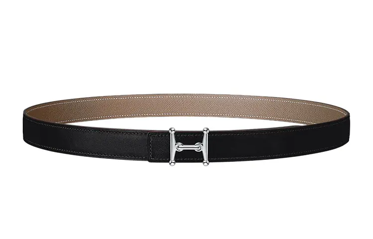 HERMES Calfskin Leather Belts Women's Width 2.4cm