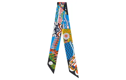 HERMES Scarves Women's Black/Blue/Fresh Yellow