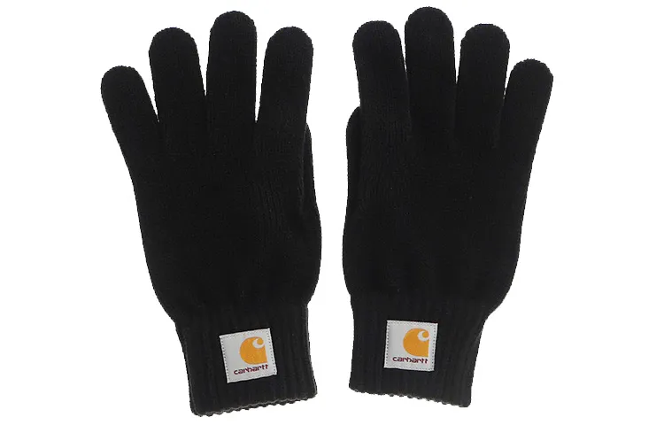 Carhartt logo-patch knitted gloves