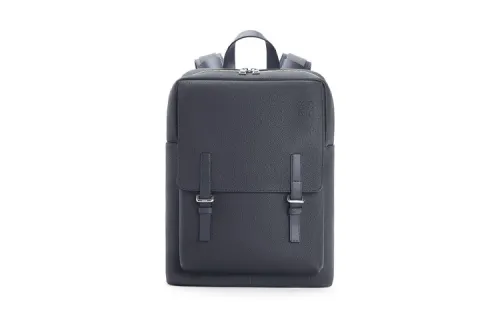 LOEWE Cowhide Patchwork Canvas Backpack Men's Lead Gray