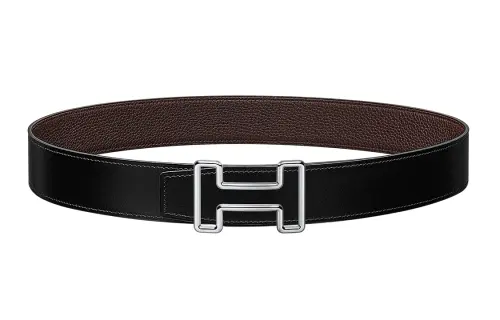HERMES Togo Cow Leather Belts Men's Width 3.8cm