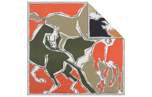 HERMES Scarves Unisex Orange