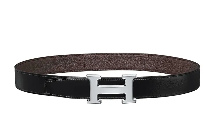 HERMES Constance Calfskin Leather Belts Men's Width 3.2cm