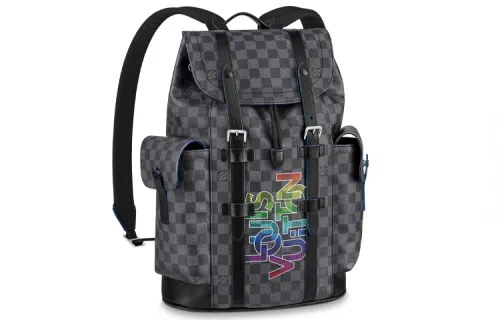 LOUIS VUITTON CHRISTOPHER Cow Leather Backpack Small Men's Black/Gray