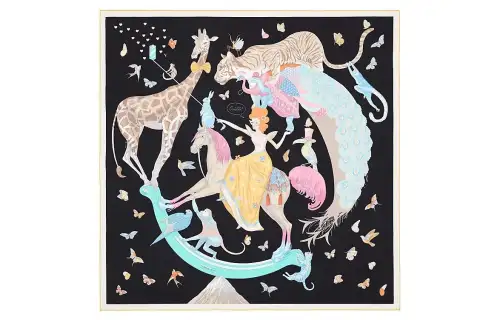 HERMES Silk Scarves Unisex Black