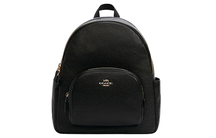 COACH Court Leather Backpack Women's Black