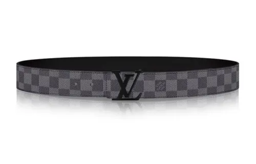 LOUIS VUITTON Damier Canvas Leather Belts Unisex Black Width 4cm