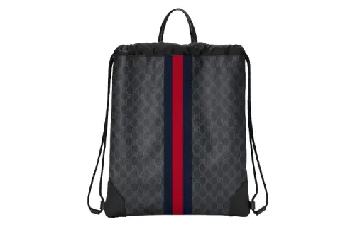 GUCCI Canvas With Leather Backpack Men's Black Gray