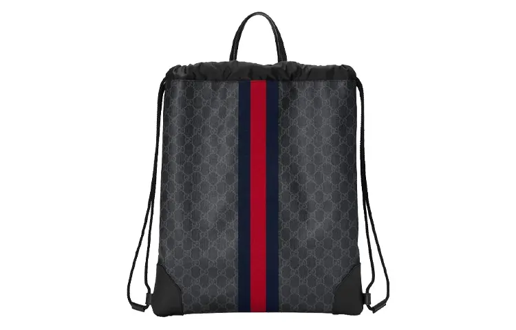 GUCCI Canvas With Leather Backpack Men's Black Gray