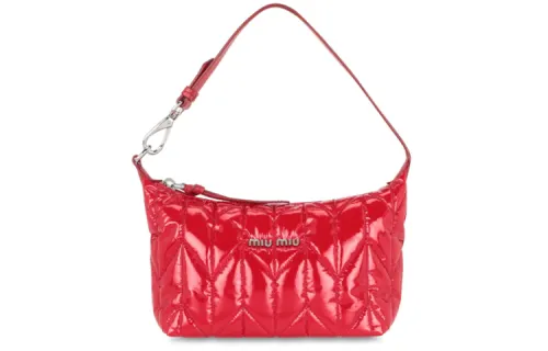 MIU MIU Leather One Shoulder Handbag Women's Red