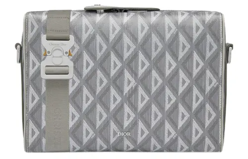 DIOR Smooth Cow Leather One Shoulder Handbag, Crossbody Bag Large Men's Gray