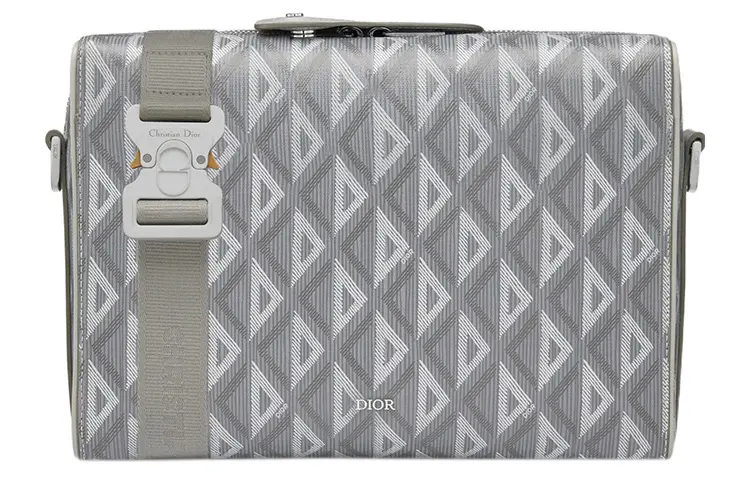 DIOR Smooth Cow Leather One Shoulder Handbag, Crossbody Bag Large Men's Gray