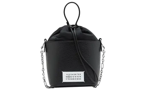 Maison Margiela Cow Leather Bucket Bag, Handbag, Shoulder Bag, Crossbody Bag Unisex Black