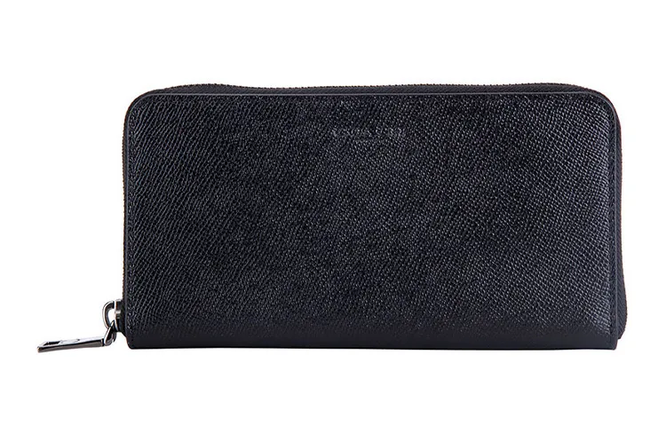 COACH Accordion Wallet Cross Grain Leather Wallet Men's Black