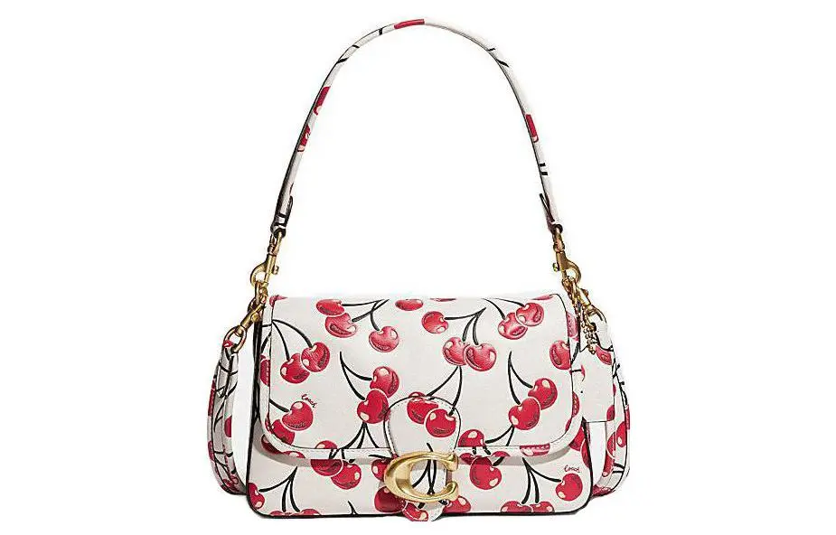 COACH Tabby Cow Leather Shoulder Bag, Crossbody Bag Large Women's Pink White
