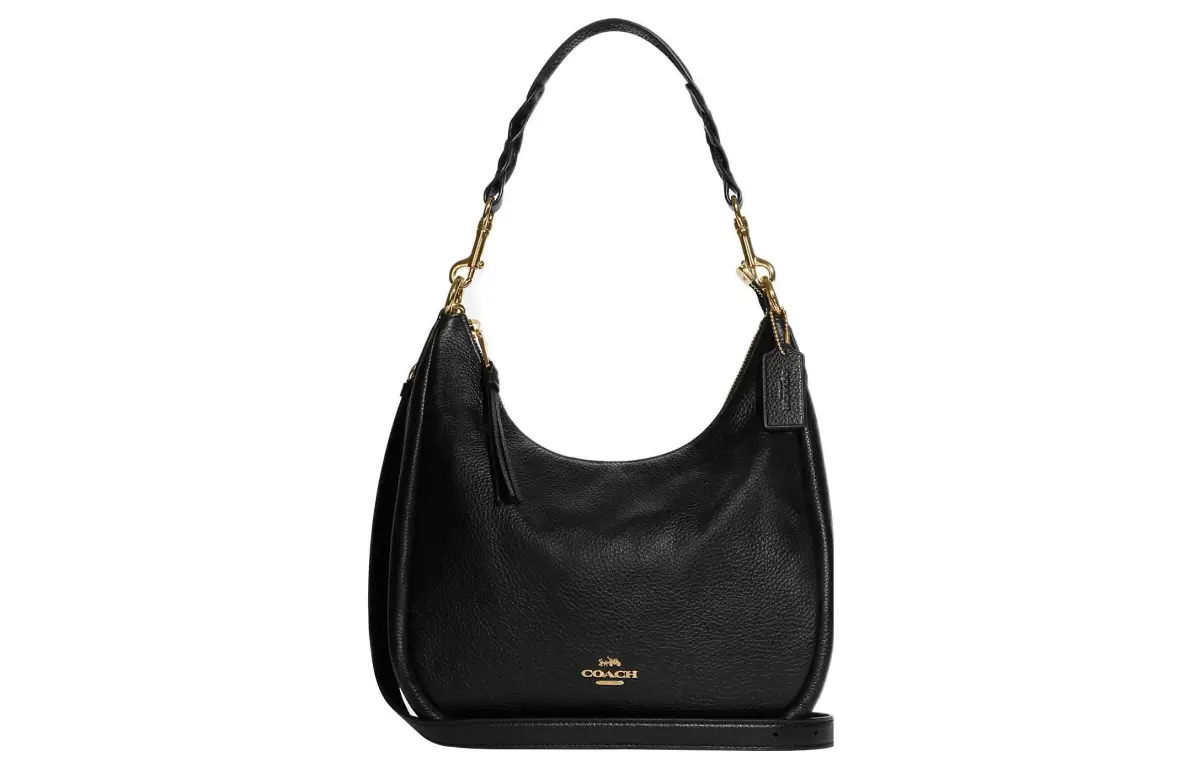 COACH Pebbled Leather Shoulder Bag, Handbag, Shoulder Bag Women's Black