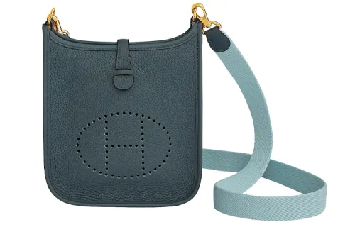 HERMES Evelyne Clemence Bullock Leather Crossbody Bag, Shoulder Bag 16 Women's Gale Blue & Dark Blue