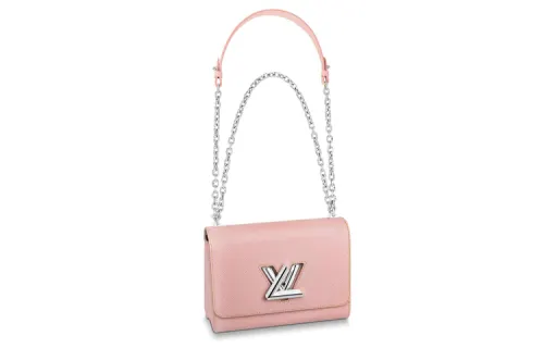 LOUIS VUITTON Twist Chain Bag Cow Leather Crossbody Handbag, Shoulder Bag Women's Cherry Blossom Pink