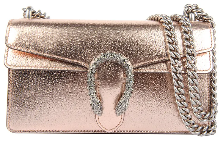 GUCCI Dionysus Leather Shoulder Bag Small Women's Champagne Gold