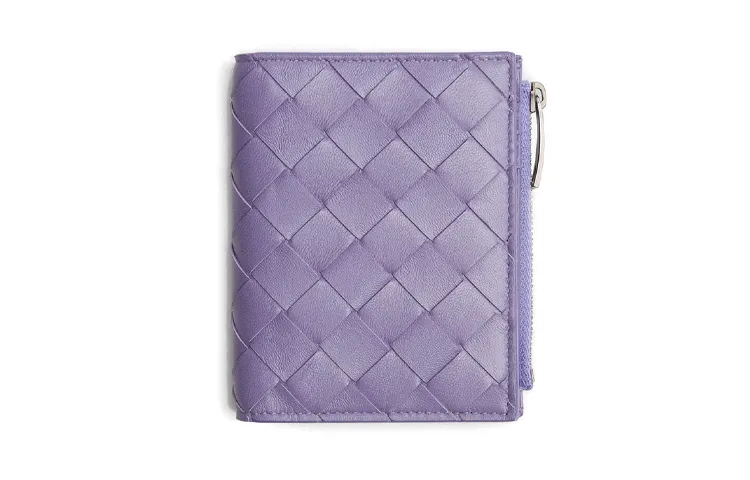Bottega Veneta Cow Leather Sheepskin Wallet Unisex Purple