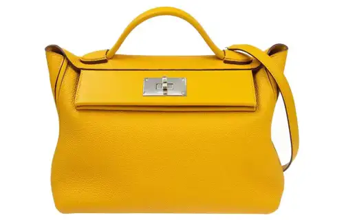 HERMES 24/24 Togo Leather With Swift Leather One Shoulder Handbag Women's Jaune/Ambre Amber Yellow
