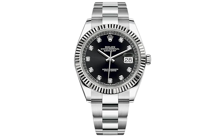 ROLEX Rolex, charlotte tilbury, automatic mechanical mechanism, men's watch, black dial, white golden gold watch, case, 41mm
