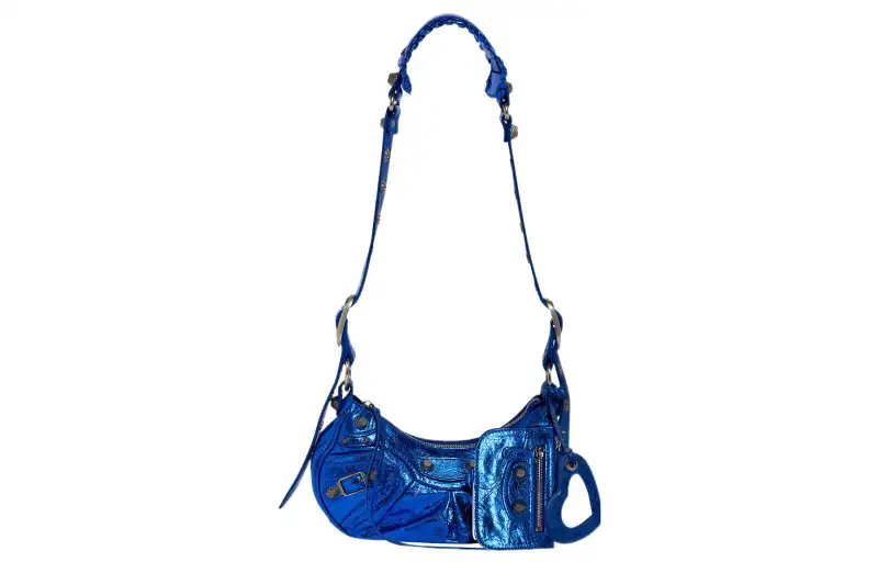 Balenciaga Le Cagole Cow Leather Handbag, Shoulder Bag Women's Dark Blue