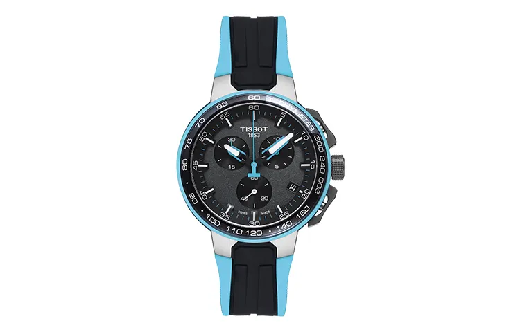 TISSOT Race Collection Quartz Movement Men's Watches Watch 44.5mm Black Dial Stainless Steel Case Silicone Strap
