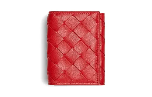 Bottega Veneta Cow Leather Card Holder, Wallet Unisex Red