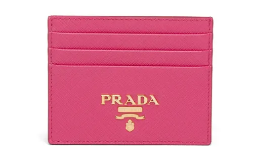PRADA Saffiano Leather Card Holder Women's Pink