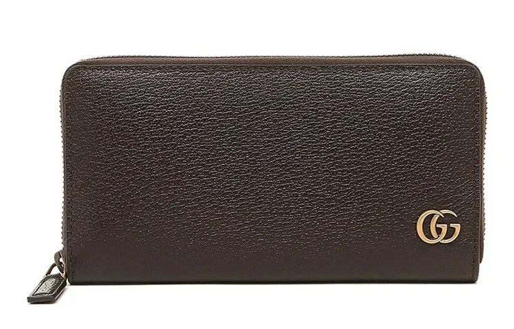 GUCCI GG Marmont Leather Wallet Men's Dark Brown