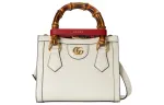 GUCCI Diana Leather Tote Bag, Shopping Bag, Handbag Mini Women's Ecru