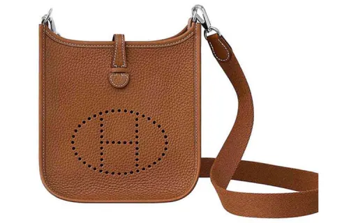 HERMES Evelyne Maurice Bullock Leather Crossbody Bag, Shoulder Bag 16 Women's 37 Gold Brown