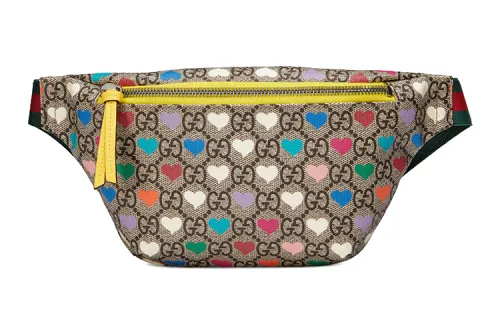 GUCCI Canvas With Leather Fanny Pack, Sling Bag, Kids' Bag Kids' Ebony/Yellow/Multicolor