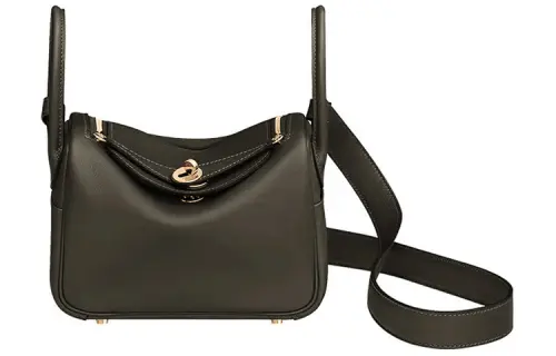 HERMES Lindy Swift Leather Handbag 19 Women's G8 Vert Maquis Forest Green