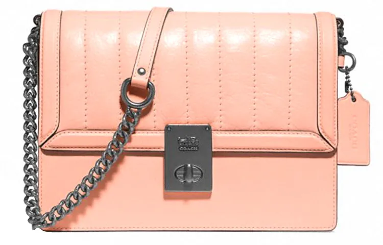COACH Hutton Leather Shoulder Bag Women's Pink