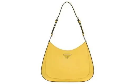 PRADA Cleo Leather Shoulder Bag Women's Yellow