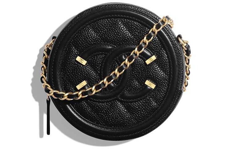 CHANEL 19Bag Grain Embossed Calfskin Round Bag, Chain Bag, Shoulder Bag Women's Black