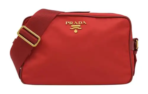 PRADA Fabric With Nylon Handheld Shoulder Bag, Crossbody Bag Women's Red