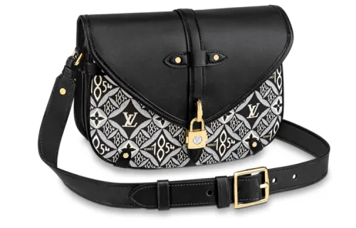 LOUIS VUITTON Saumur Lock Closure Cow Leather Little Twin Stars Handbag, Crossbody Bag Medium Women's Black White