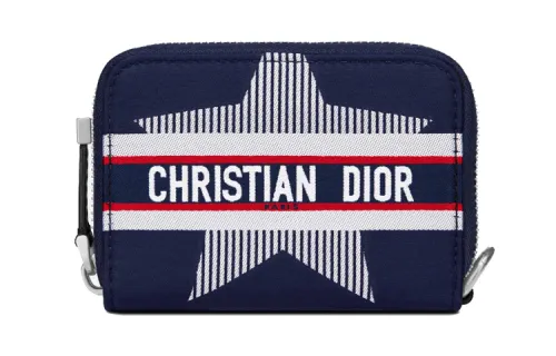 DIOR Travel Tricolor Technical Fabric Coin Purse, Card Holder Unisex Red/Blue/White